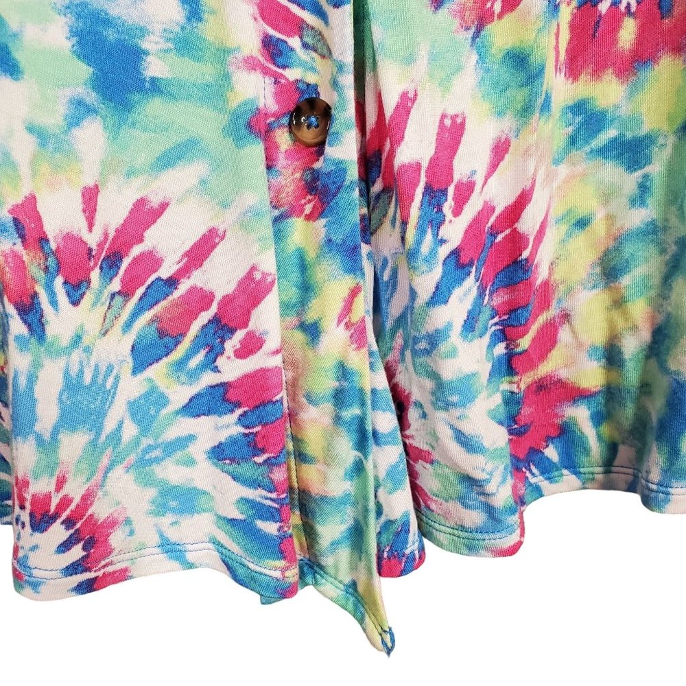 UGG Koolaburra Size XL Shirt Tie Dye Swirl Stretch Jersey Knit Button Up V-neck - Picture 7 of 10